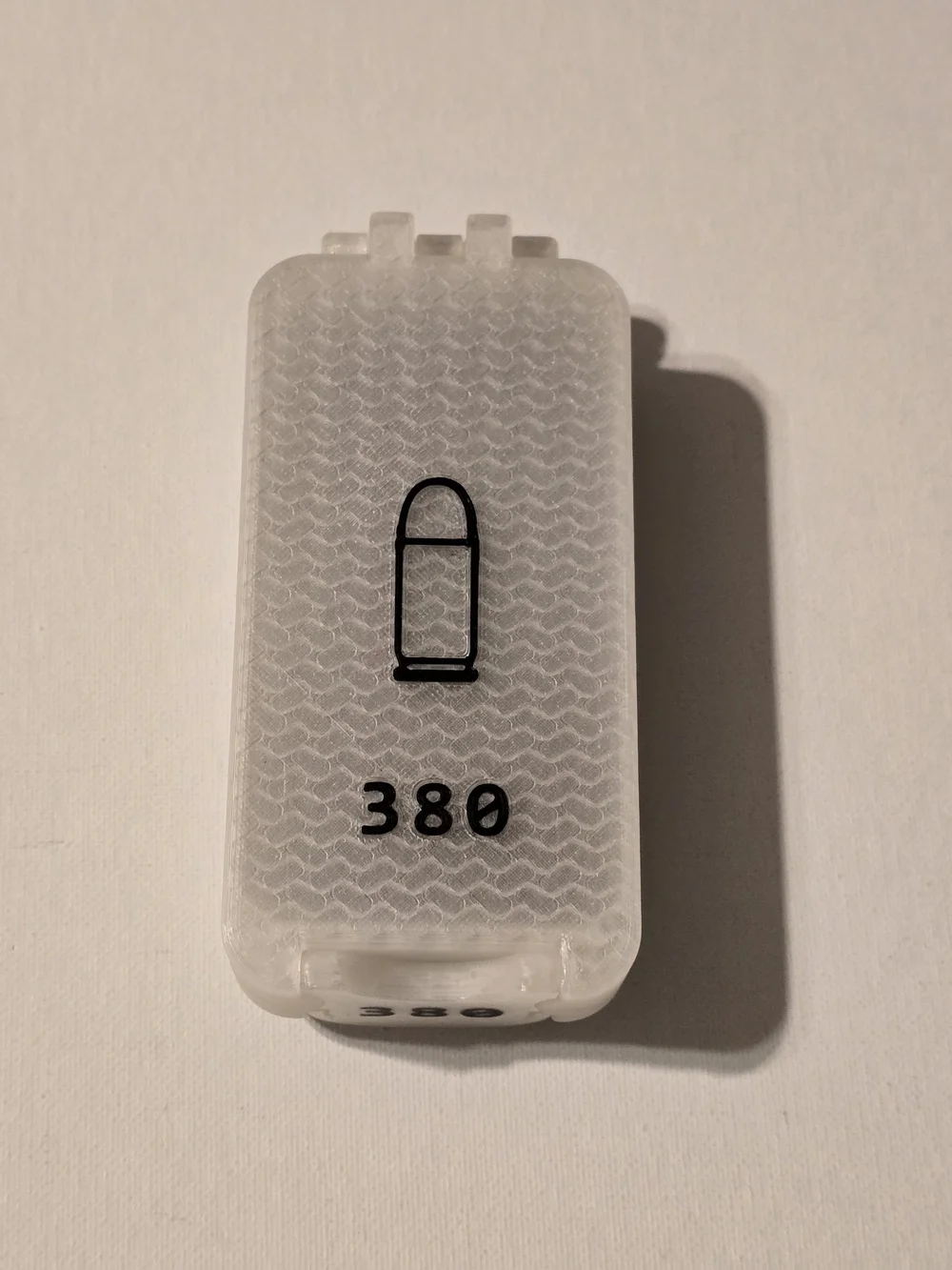 380 Ammo Box Compact Snap Lock 50 rd 3D Printed Storage Clear Black Pla USA